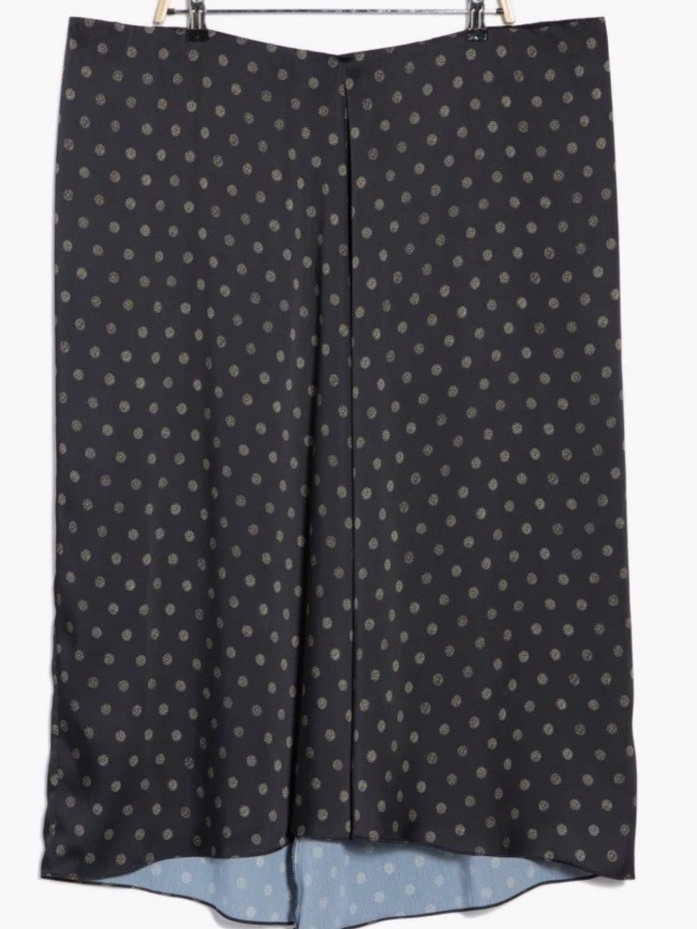 Vince Satin Slip Midi Skirt Black Polka Dot Draped Elastic Waist 20W Plus NWT